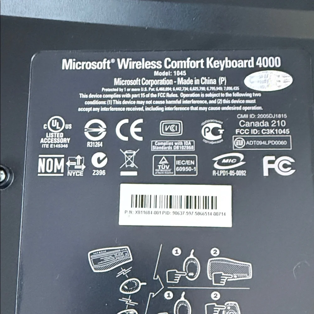 Microsoft Ergonomic Black and Gray Keyboard